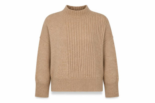 River Island Women’s Brown M Rib Knit Mock Neck Wool Blend Jumper