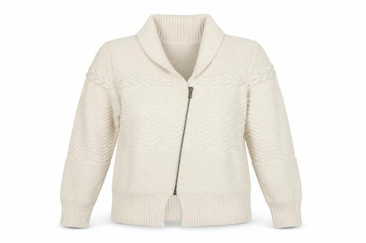 Per Una Women’s Ivory UK 16 Cable Knit Roll Neck Zip Cardigan