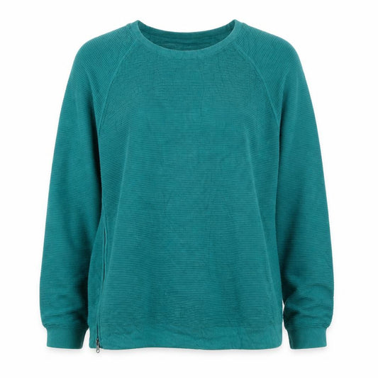 Jigsaw Women’s Green Cotton Knit Raglan Zip Detail Jumper Size M