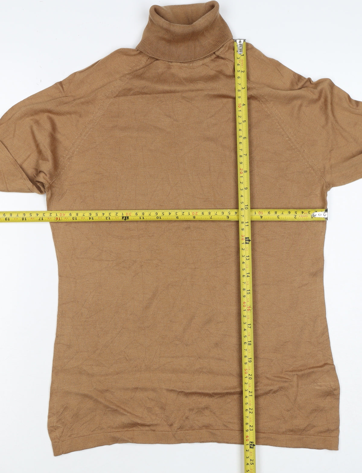 Women’s Brown Size S Roll Neck Fine Knit Long Sleeve Pullover Jumper