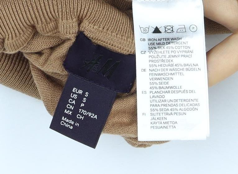 Women’s Brown Size S Roll Neck Fine Knit Long Sleeve Pullover Jumper