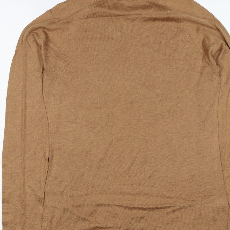Women’s Brown Size S Roll Neck Fine Knit Long Sleeve Pullover Jumper