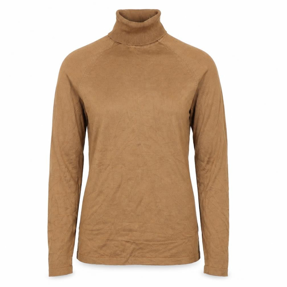 Women’s Brown Size S Roll Neck Fine Knit Long Sleeve Pullover Jumper