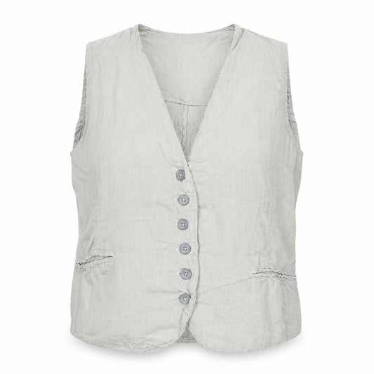 Zara Women Grey Linen Ruffle Button-Up Blouse UK 18 Long Sleeve