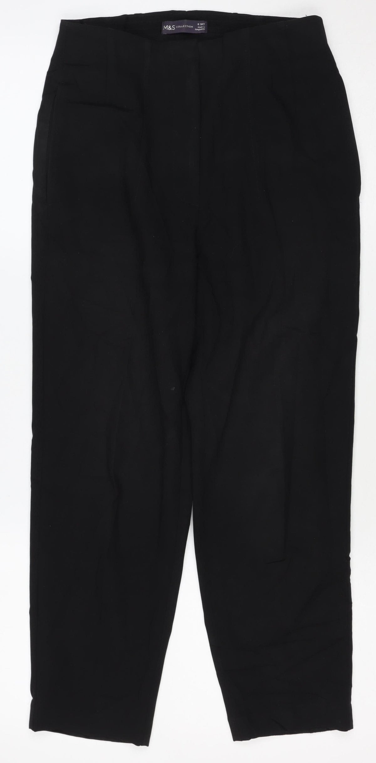 Marks & Spencer Women Black Size 6 Short Straight Leg Work Trousers