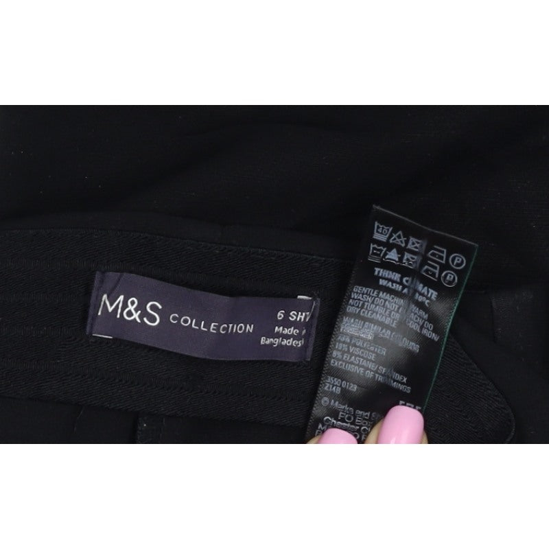 Marks & Spencer Women Black Size 6 Short Straight Leg Work Trousers