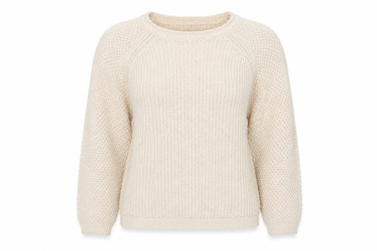 New Look Women Ivory Size 12 Knit Raglan Sleeve Round Neck Jumper