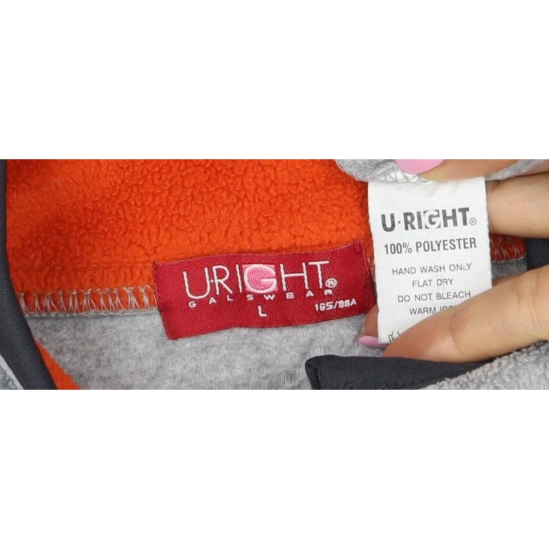 U-RIGHT Women’s Grey Fleece 1/4 Zip Pullover Sweatshirt Size L
