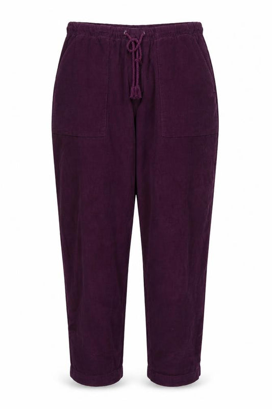 Damart Women's Purple UK 20 Corduroy Jogger Trousers Drawstring 29in