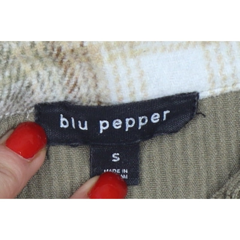 Blu Pepper Women Green S Corduroy Plaid Button-Up Shacket