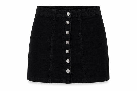 Stradivarius Women Black UK 6 Corduroy Button Front Mini Pencil Skirt