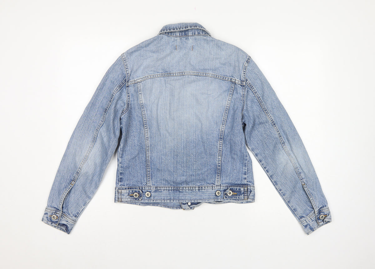 River Island Women’s Blue Denim Jacket Size 14 Button Up