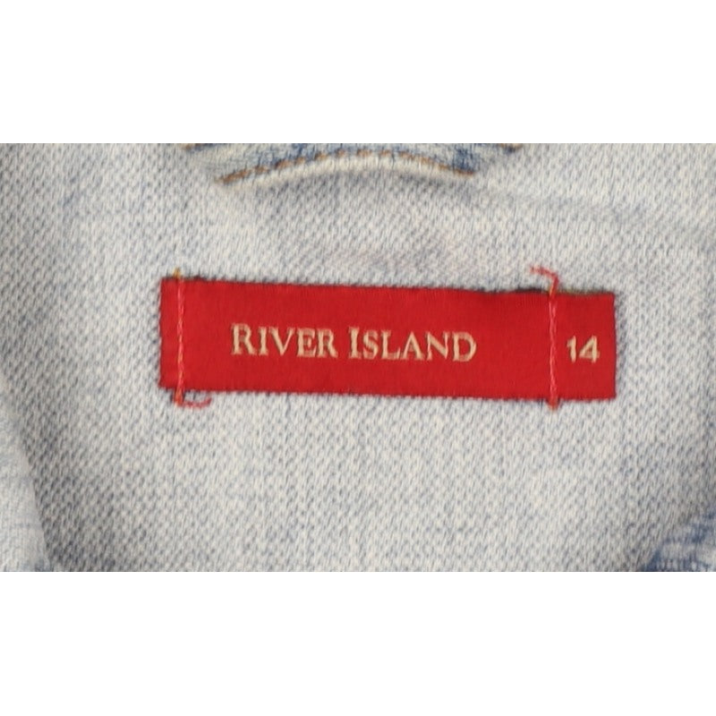 River Island Women’s Blue Denim Jacket Size 14 Button Up