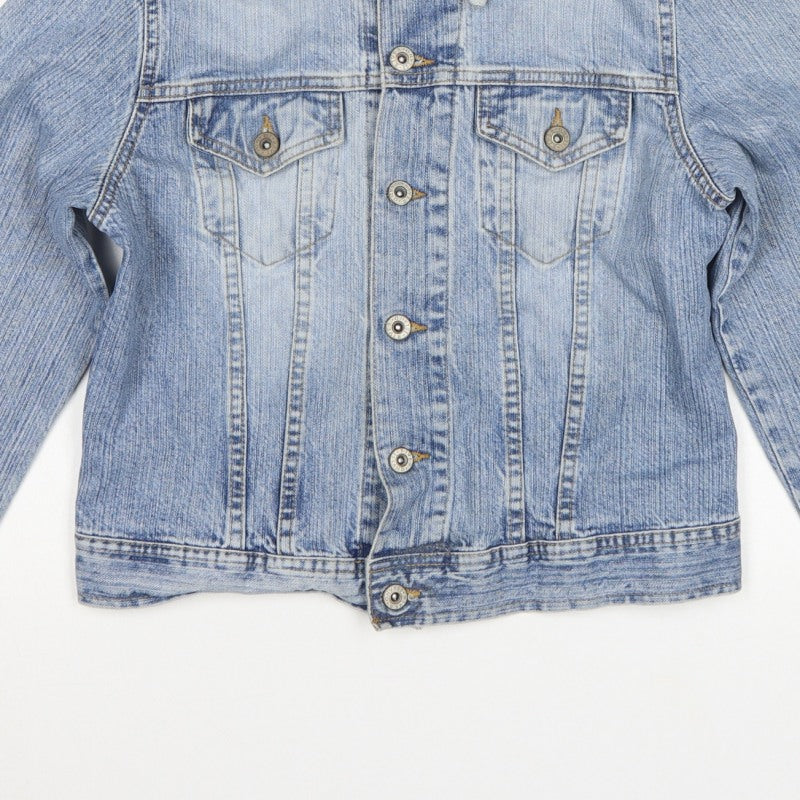 River Island Women’s Blue Denim Jacket Size 14 Button Up