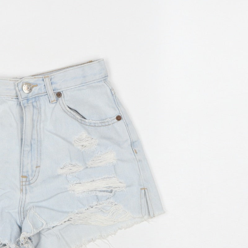 Pull&Bear Women Blue UK 8 Distressed Cut-Off Denim Shorts