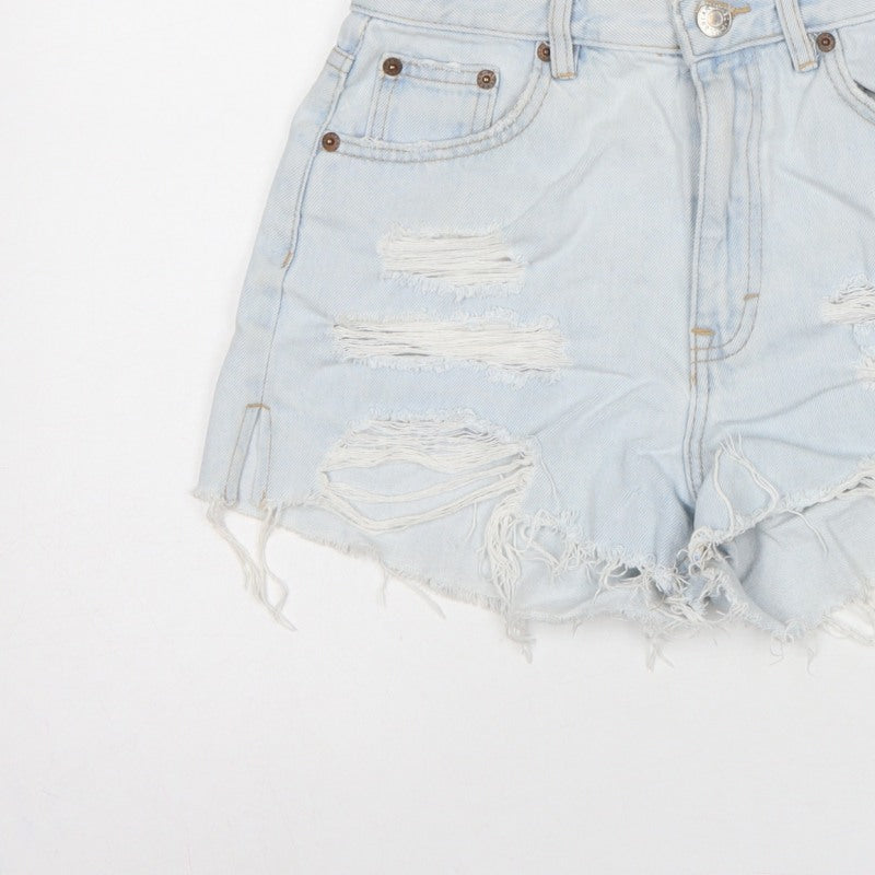 Pull&Bear Women Blue UK 8 Distressed Cut-Off Denim Shorts