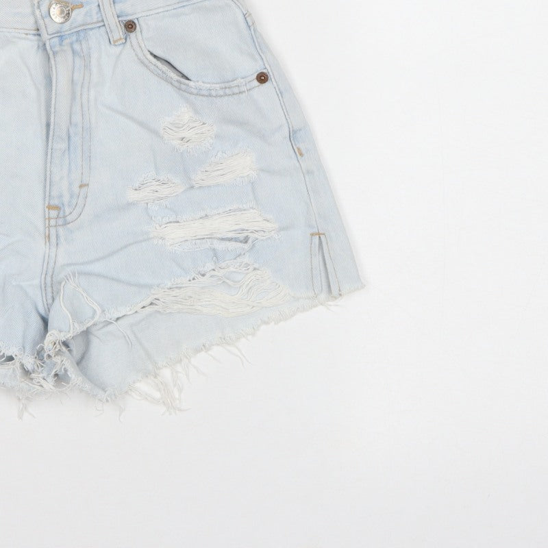 Pull&Bear Women Blue UK 8 Distressed Cut-Off Denim Shorts