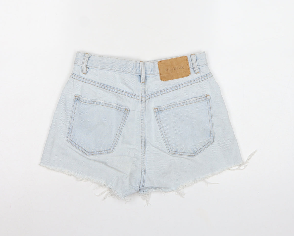 Pull&Bear Women Blue UK 8 Distressed Cut-Off Denim Shorts
