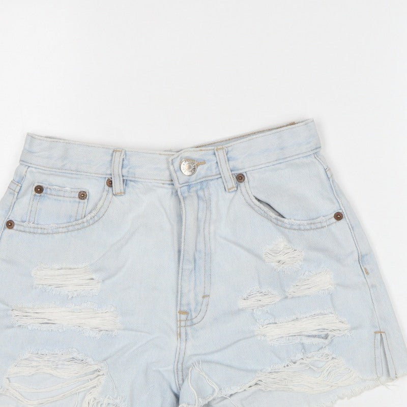 Pull&Bear Women Blue UK 8 Distressed Cut-Off Denim Shorts