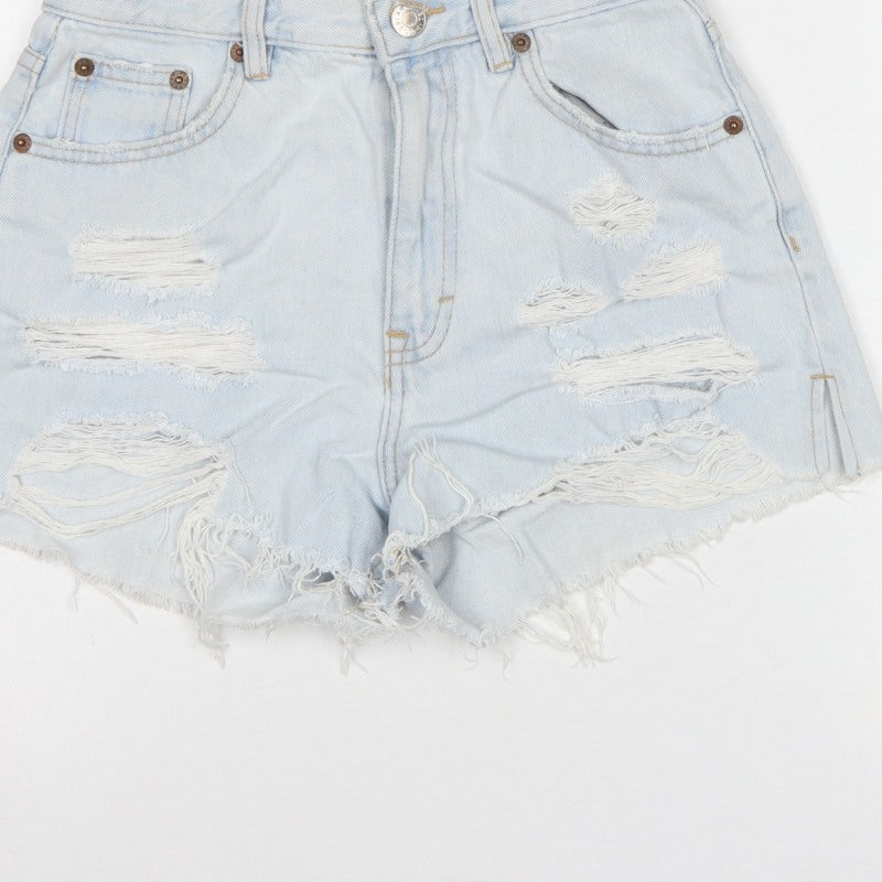 Pull&Bear Women Blue UK 8 Distressed Cut-Off Denim Shorts
