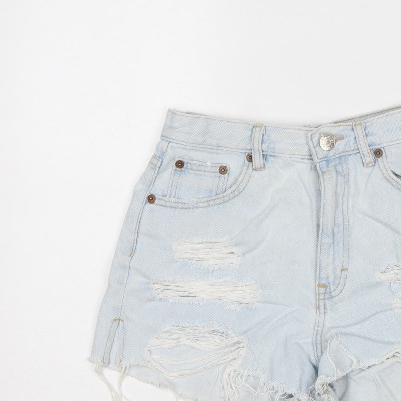 Pull&Bear Women Blue UK 8 Distressed Cut-Off Denim Shorts