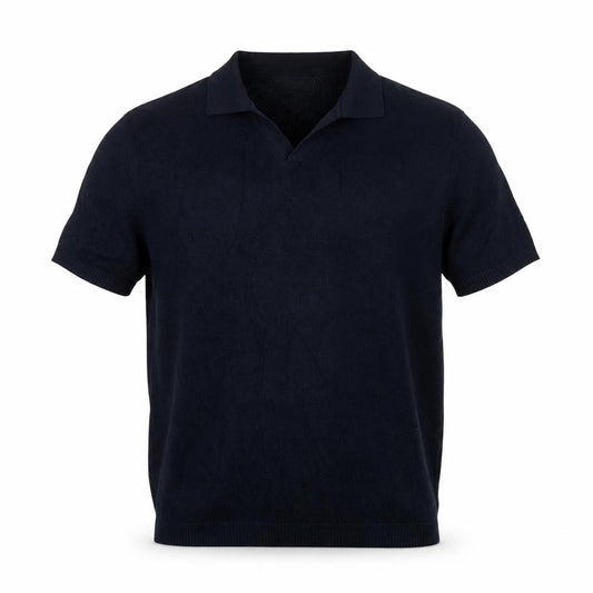 Zara Men’s Blue M Knitted Short Sleeve Cotton Polo Shirt