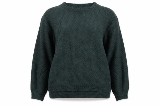 Fat Face Women’s Green UK 14 Textured Crew Neck Balloon Sleeve Jumper