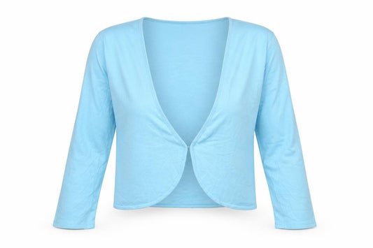 Precis Women Blue M V-Neck Cropped Shrug Cardigan Viscose Blend