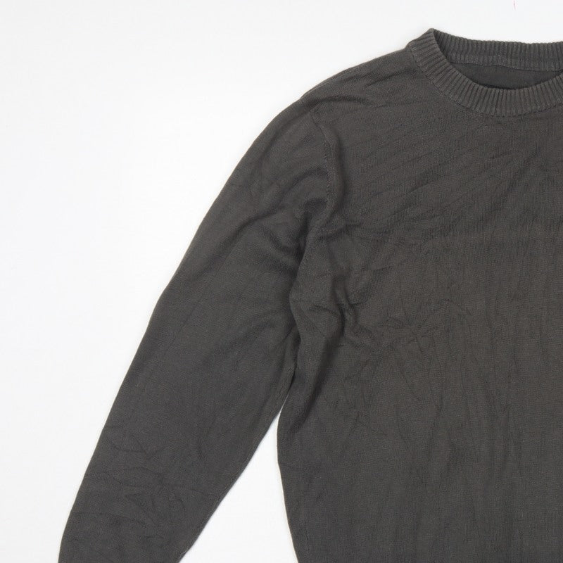 Firetrap Men's Grey XL Button Shoulder Crew Neck Knit Jumper