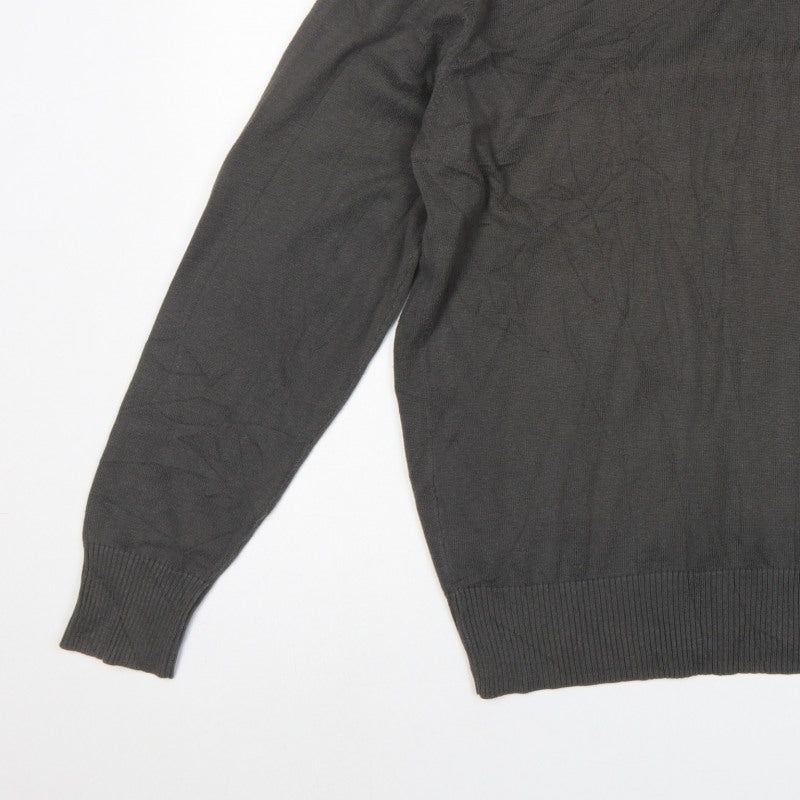 Firetrap Men's Grey XL Button Shoulder Crew Neck Knit Jumper