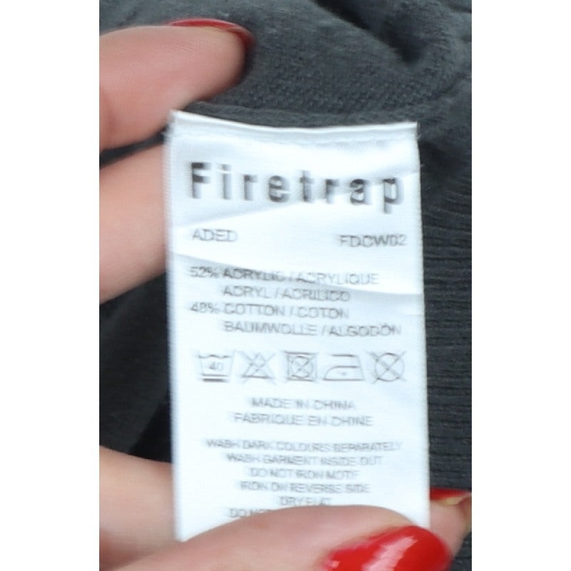 Firetrap Men's Grey XL Button Shoulder Crew Neck Knit Jumper