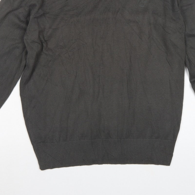 Firetrap Men's Grey XL Button Shoulder Crew Neck Knit Jumper