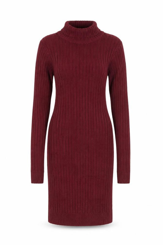 Hollister Women Red S Ribbed Roll Neck Jumper Dress Long Sleeve