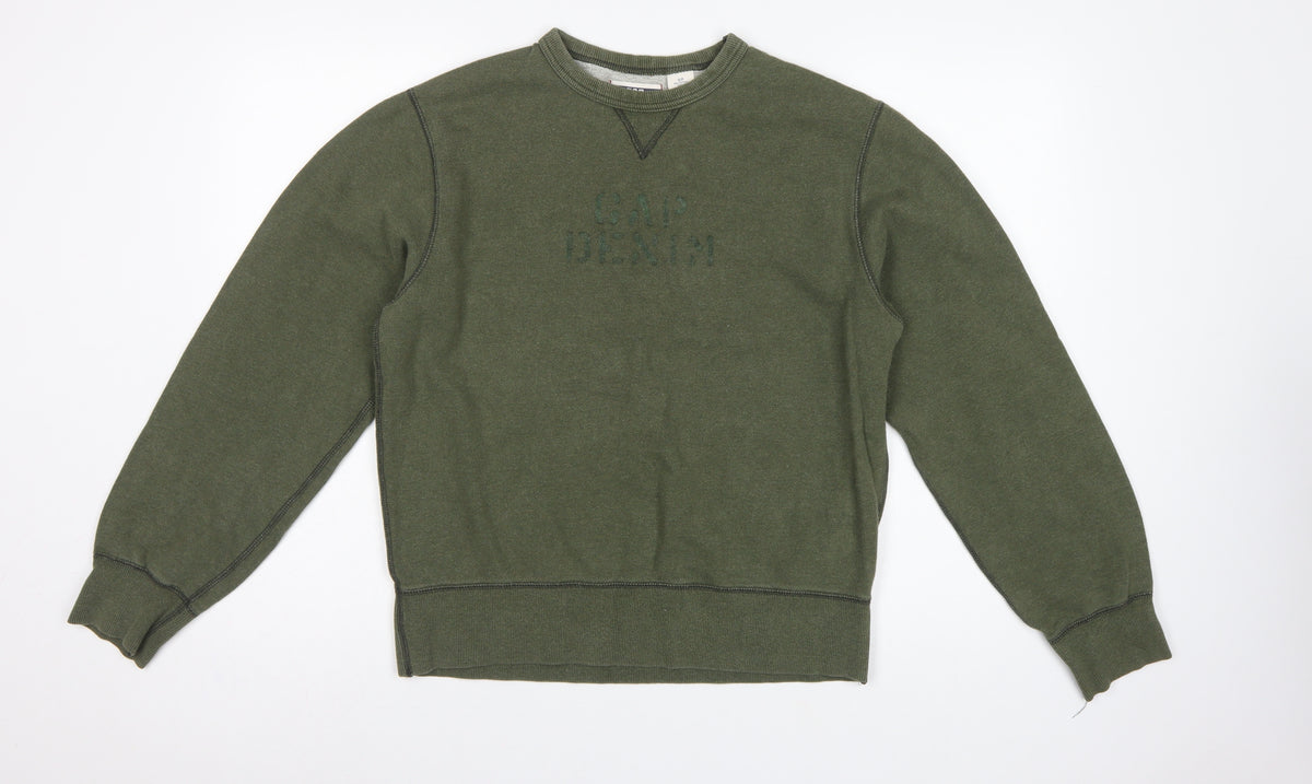 Gap Men’s Green S Pullover Crew Neck Logo Fleece Sweatshirt
