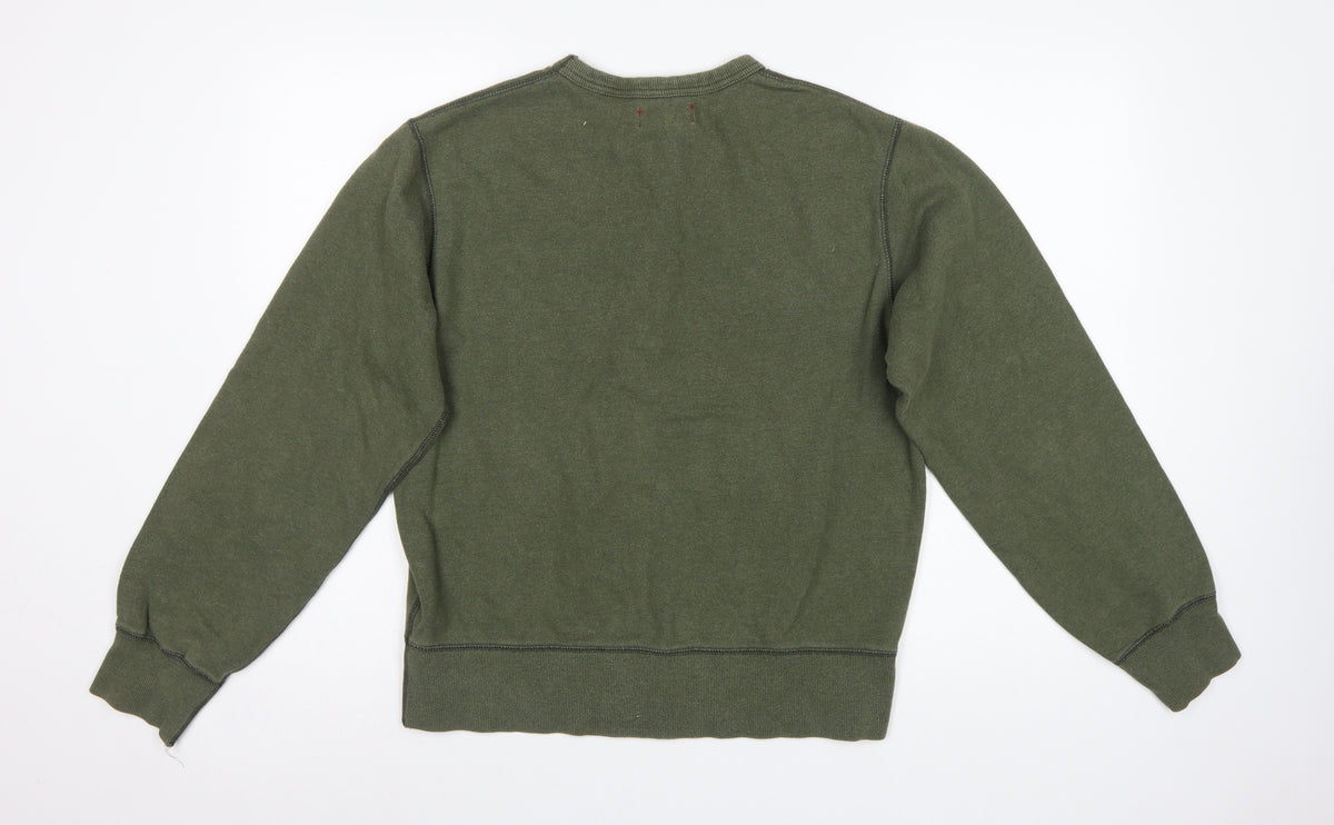 Gap Men’s Green S Pullover Crew Neck Logo Fleece Sweatshirt