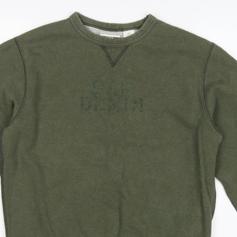 Gap Men’s Green S Pullover Crew Neck Logo Fleece Sweatshirt