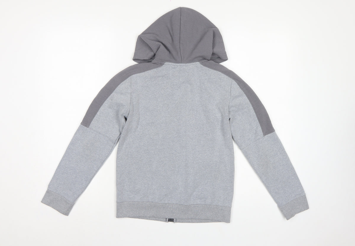 Under Armour Boys Grey M Full Zip ColdGear Hoodie Logo Pockets