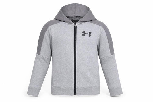 Under Armour Boys Grey M Full Zip ColdGear Hoodie Logo Pockets