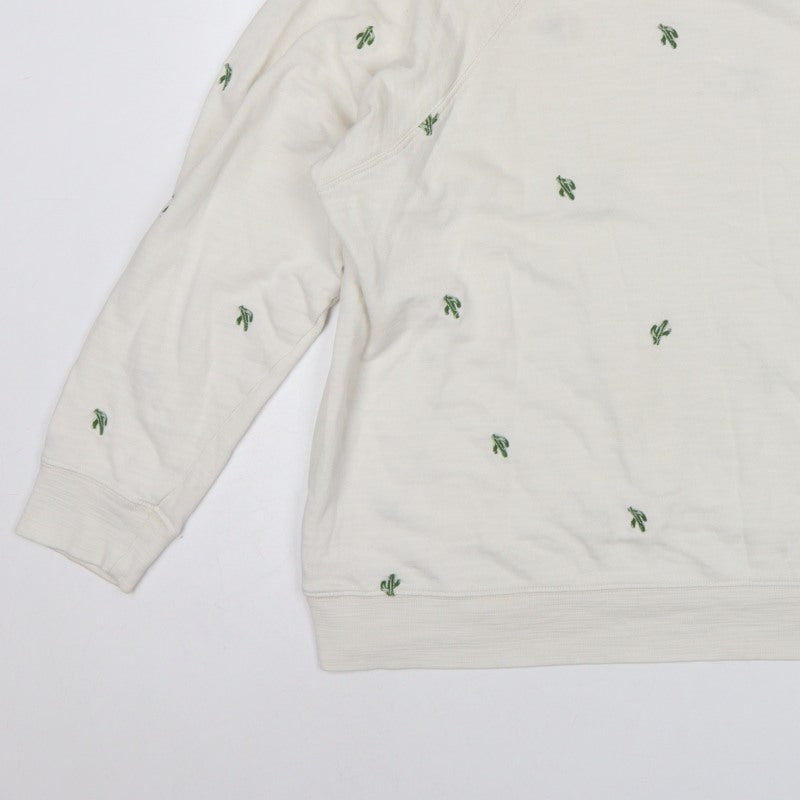 M&S Womens Ivory Cactus Embroidered Cotton Sweatshirt UK 20