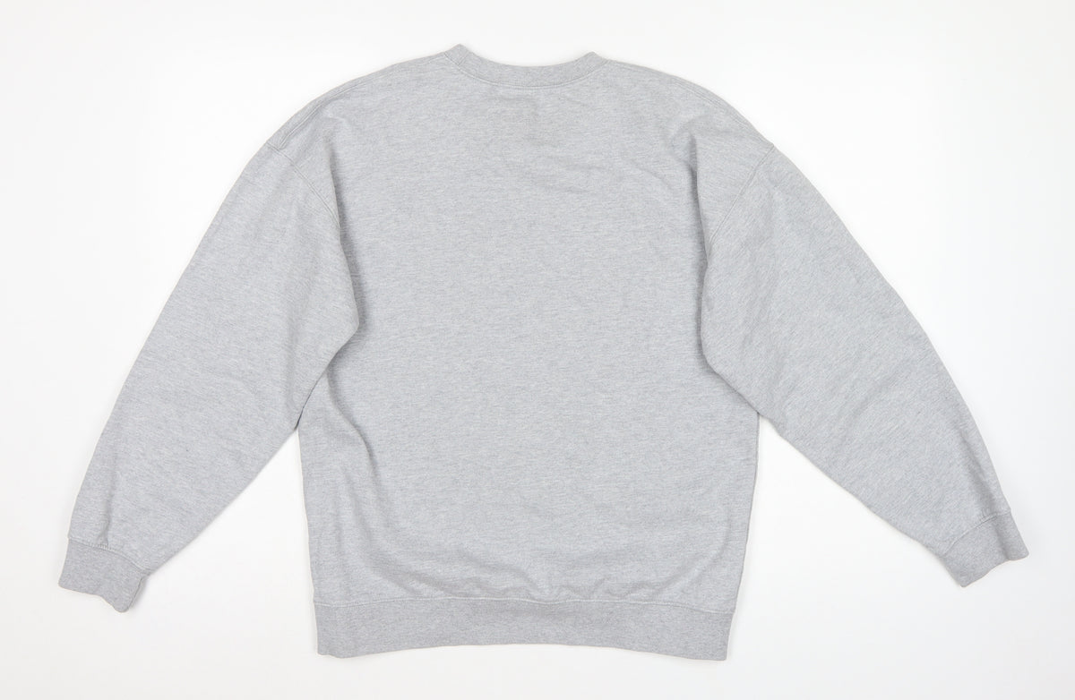 PrettyLittleThing Women Grey XS PLT Logo Crew Neck Pullover Sweatshirt
