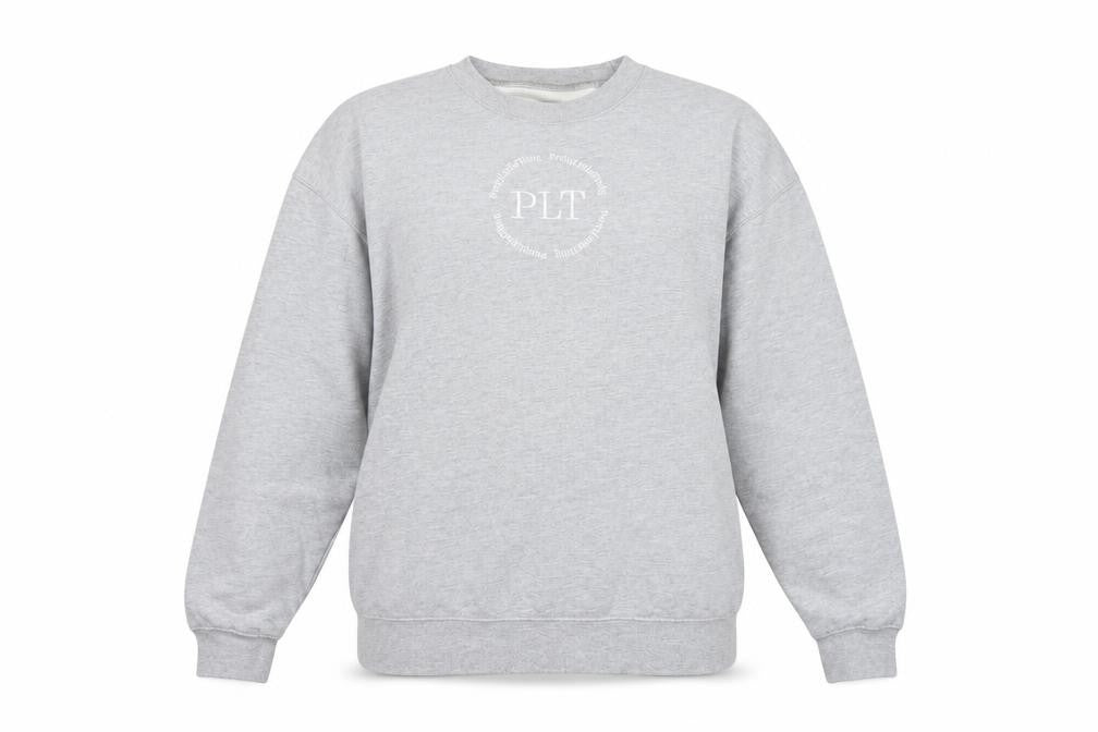 PrettyLittleThing Women Grey XS PLT Logo Crew Neck Pullover Sweatshirt