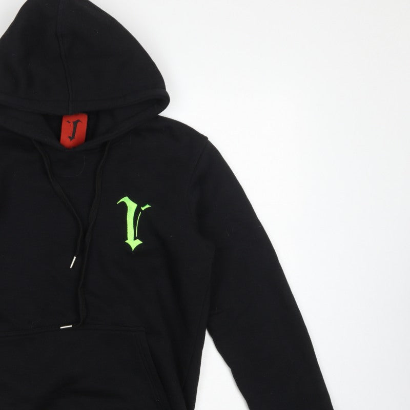 Volch Men’s Black S Pullover Hoodie Gothic Logo Graphic Print