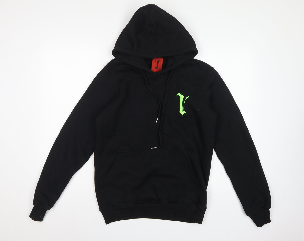 Volch Men’s Black S Pullover Hoodie Gothic Logo Graphic Print