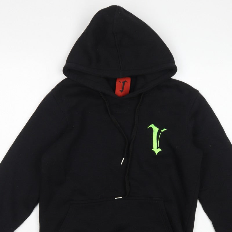 Volch Men’s Black S Pullover Hoodie Gothic Logo Graphic Print
