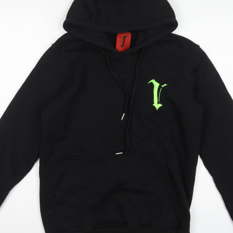 Volch Men’s Black S Pullover Hoodie Gothic Logo Graphic Print