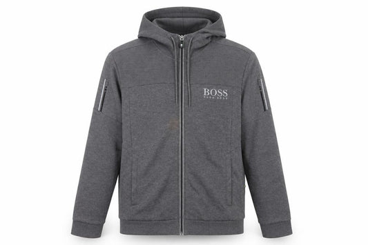 BOSS Hugo Boss Men’s Grey XL Full Zip Logo Hoodie Regular Fit