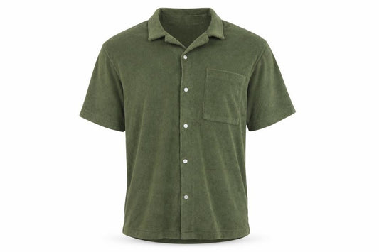 Next Men’s Green L Cotton Towelling Short Sleeve Button-Up Shirt