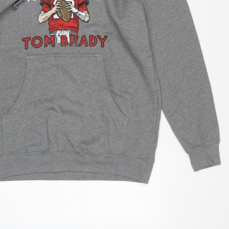 TB12 Men’s Grey L Tom Brady Graphic Print Pullover Hoodie