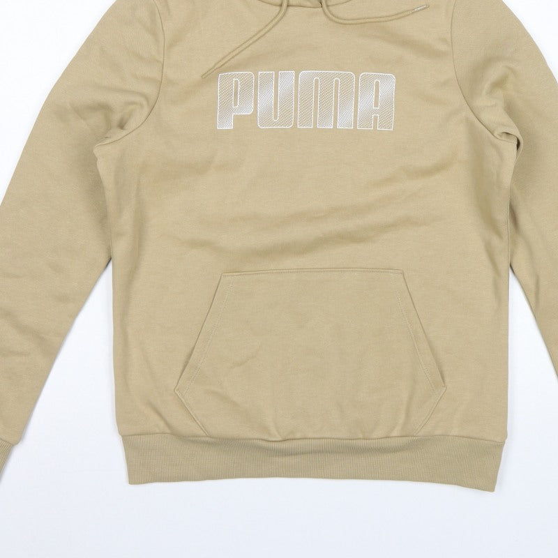 Puma Womens Beige Logo Pullover Hooded Sweatshirt Hoodie Size M