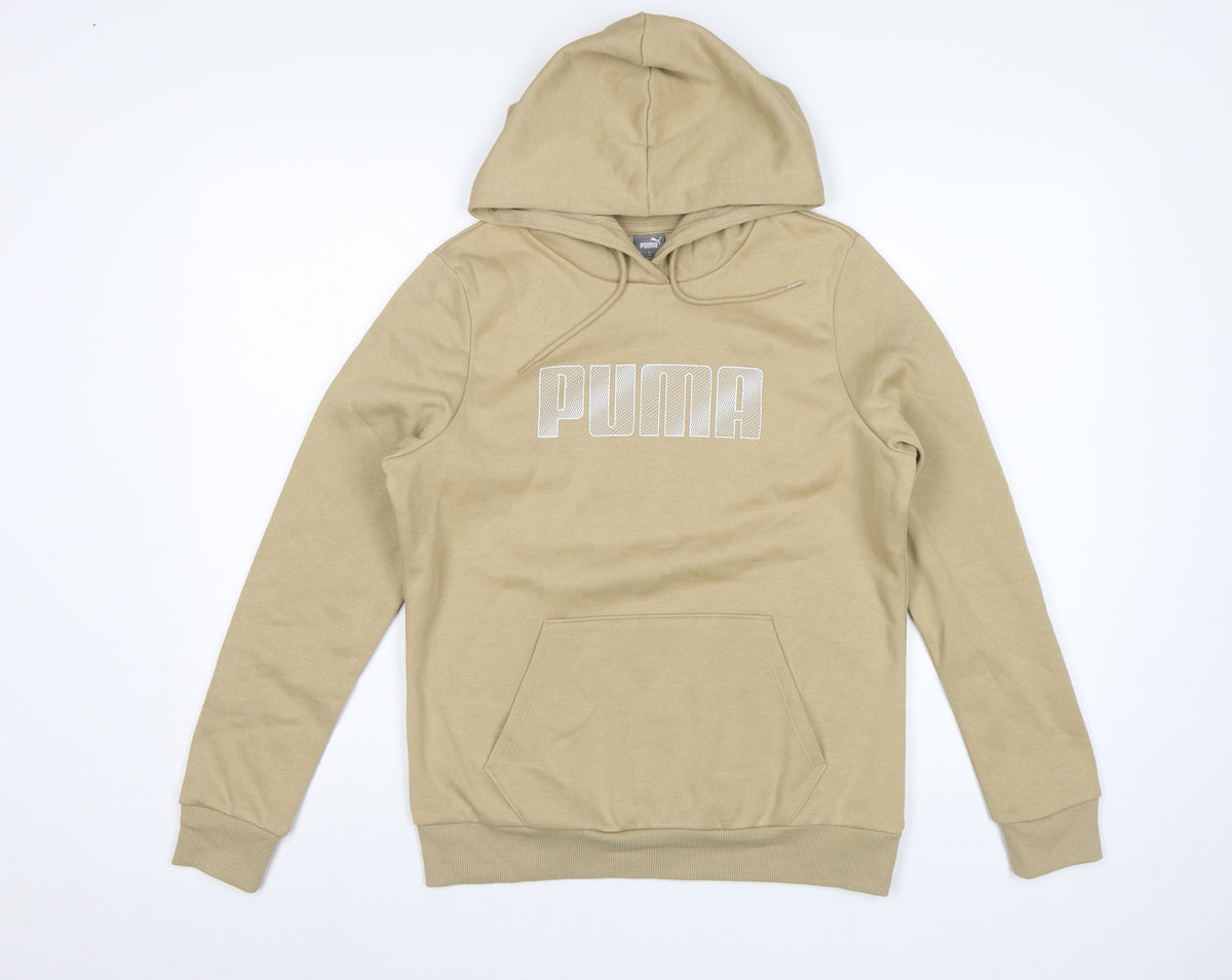 Puma Womens Beige Logo Pullover Hooded Sweatshirt Hoodie Size M